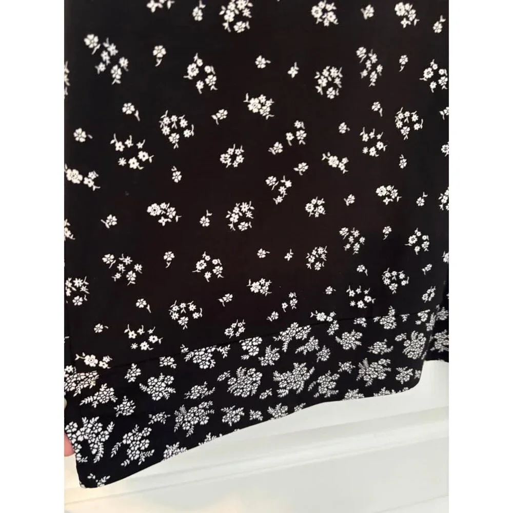 MICHAEL Michael Kors Black & White Ditsy Floral Shift Dress Short Sleeve Jersey